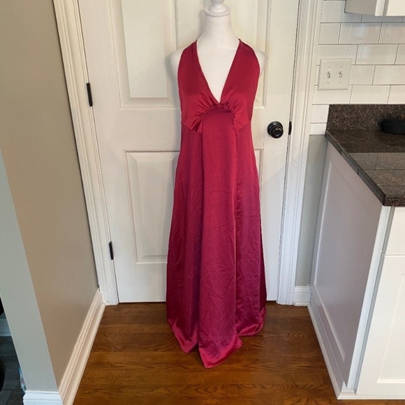 New! Free People dance til dawn Halter Maxi Dress Burgundy-Pink 21995 - Picture 5 of 14